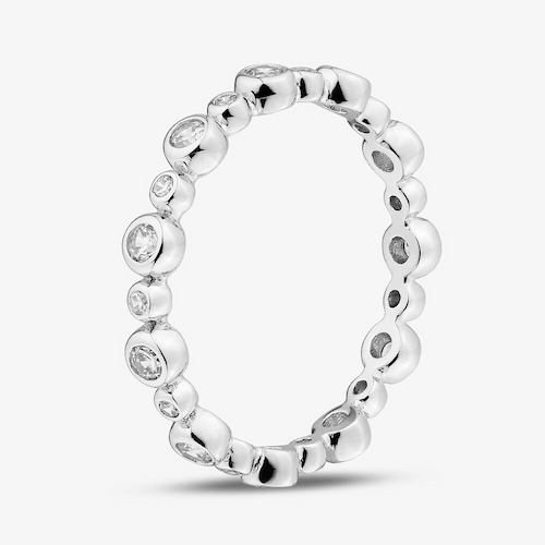 Fashionista Silver Sterling Silver Cubic Zirconia Shaped Bezel Ring