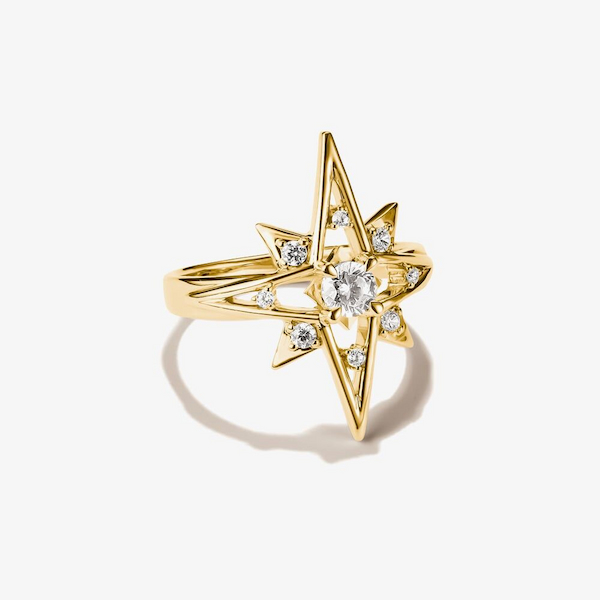 THOMAS SABO 18ct Yellow Gold Plated Cubic Zirconia Star Ring