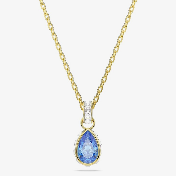 Swarovski Chroma 18ct Yellow Gold Plated Pear Cut Blue Pendant