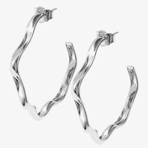Lucy Quartermaine Silver Splash Wave Hoop Earrings