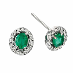 Cluster Emerald Diamond Earrings Birthstone Gifts