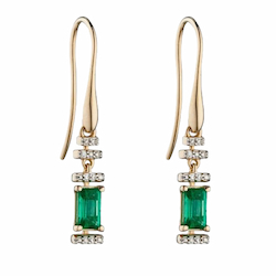 Diamond Emerald Earrings Birthstone Jewellery