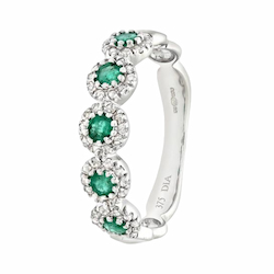 Emerald Diamond Cluster Half Eternity Ring Birthstone Jewellery