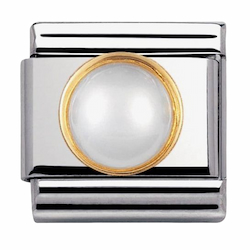 Nomination Round Pearl Charm Birthstones